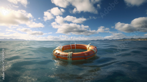 a lifebuoy floats on the open sea, Safety