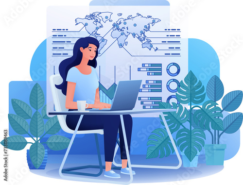 Finance Woman Remote Workin...