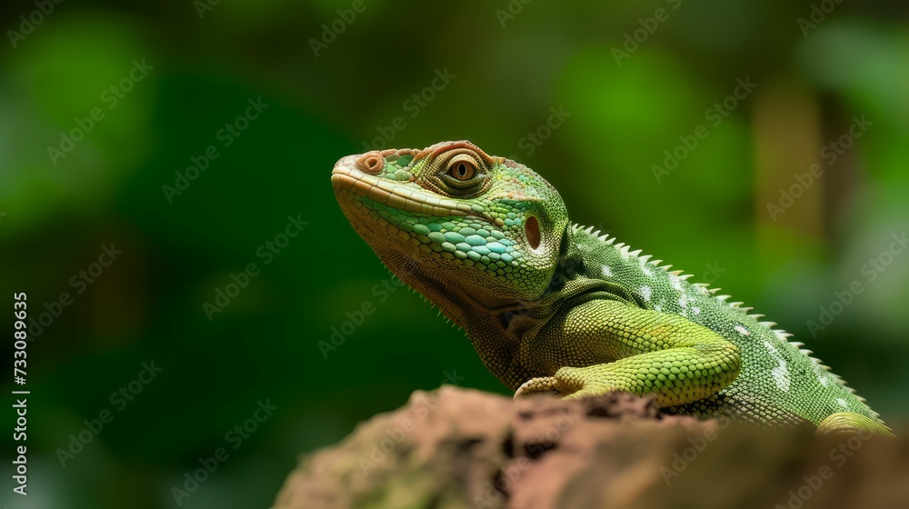 AI generated lizard in nature background AI generated lizard in nature background