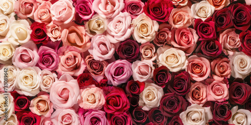 white pink red rose close up  valentines day banner   roses background