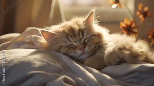 Wallpaper Mural Calm kitty basking in comfort on a soft pillow. Torontodigital.ca