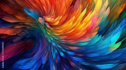 AI generated illustration of a vibrant abstract artwork with interlocking spirals of bright colors