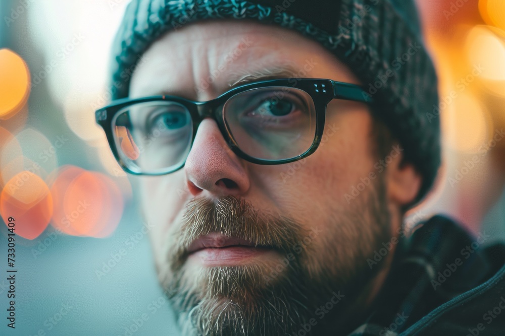 Close Up of Person Wearing Glasses and Hat Close Up of Person Wearing Glasses and Hat