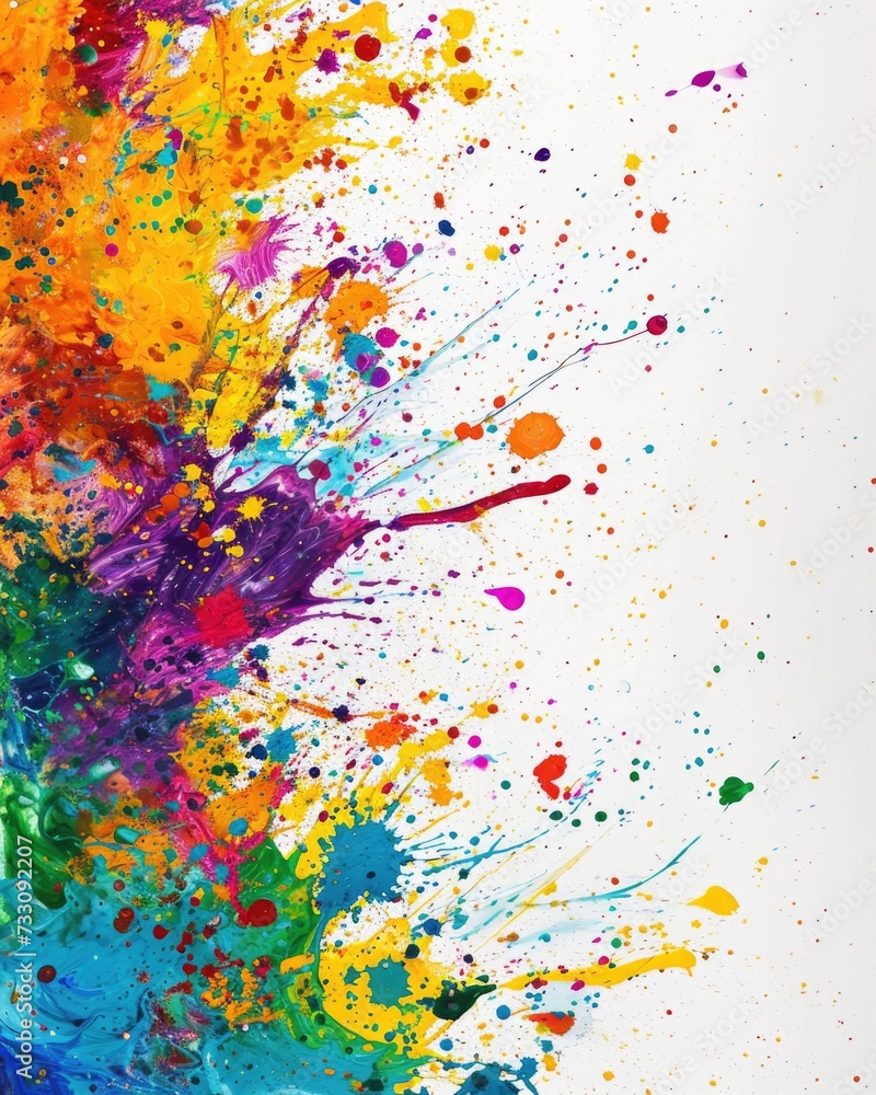 Multi-Color Splatter: Vibrant Art Border for Party Invitations and Children's Art Projects