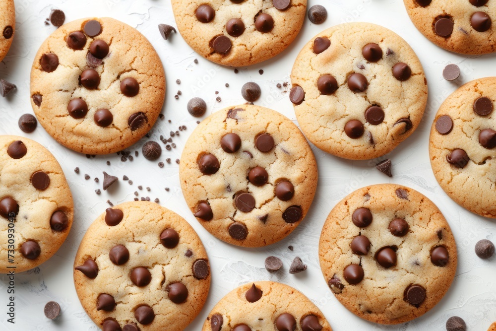 Close-Up of Chocolate Chip Cookies on a Table