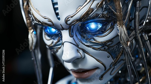 AI generated illustration of a robotic female portrait