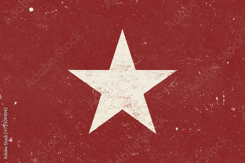 Vintage old dirty Grunge washed out halftone paper texture red communist flag