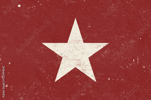 Billede på lærred Vintage old dirty Grunge washed out halftone paper texture red communist flag