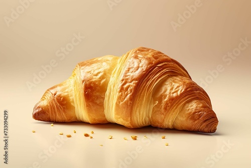 a large croissant lies on the ground with a piece missing