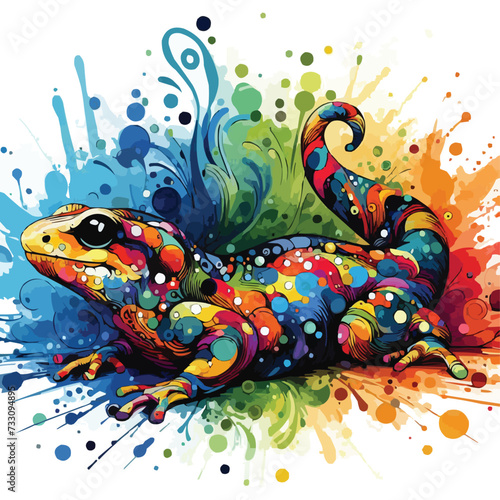 Abstract Newt multicolored paints colored drawing vector illustration 