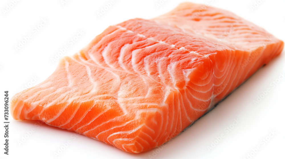 Fresh raw salmon fillet, isolated on white background