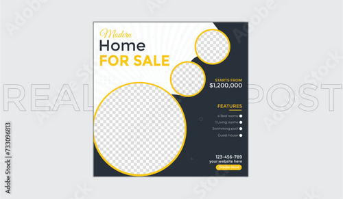 Modern real state home sale or Instagram social media post design template  For web banner ads social media layouts template design bundle vector. 
