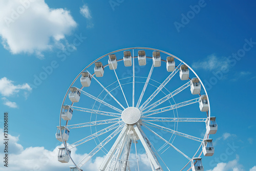 Ferris wheel against a clear blue sky symbolizes fun and leisure  AI Generative.