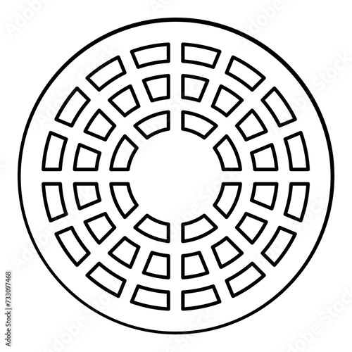 Sewer hatch manhole cover contour outline line icon black color vector illustration image thin flat style