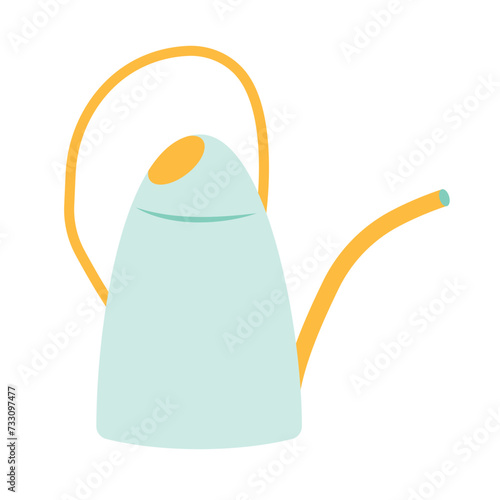 Watering can or pot isolated on white background. Modern gardening tool or agricultural implement used in horticulture and plant cultivation. Flat cartoon colorful vector illustration.