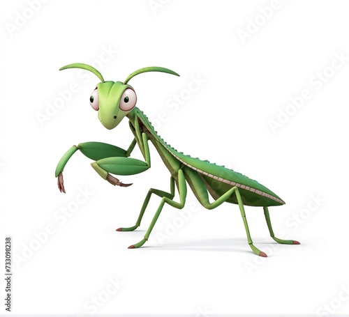 3d render of cartoon character mantis on white background © nasir1164