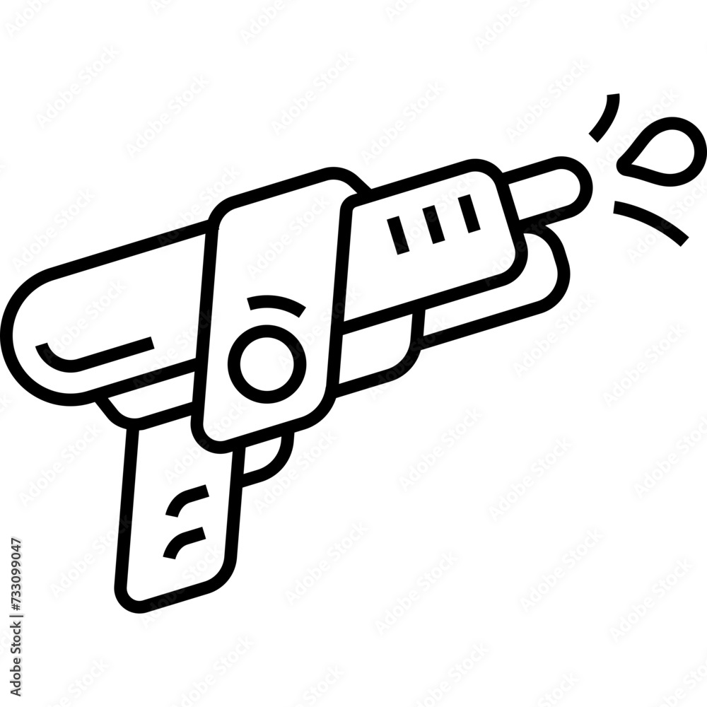water gun squirt line icon for decoration, website, web, mobile app, printing, banner, logo, poster design, etc.
