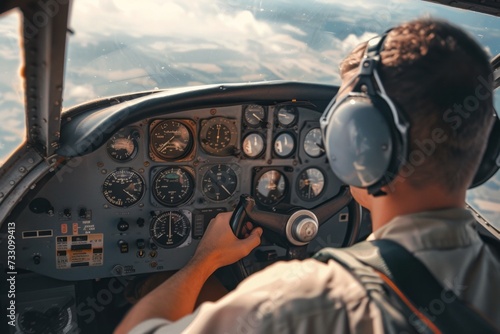 A Man Sitting in the Cockpit of a Plane