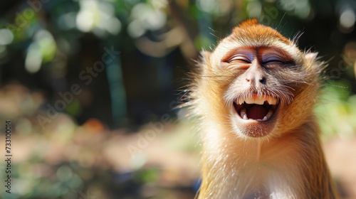 funny monkey. Comical animal making a funny face that's impossible not to chuckle at. Funny smiling animal. Perfect for lighthearted and amusing design projects. © Nataliia_Trushchenko