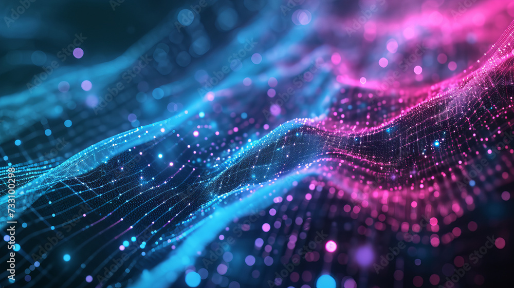Abstract data points flowing in digital connectivity - AI Generative. Abstract data points flowing in digital connectivity - AI Generative.