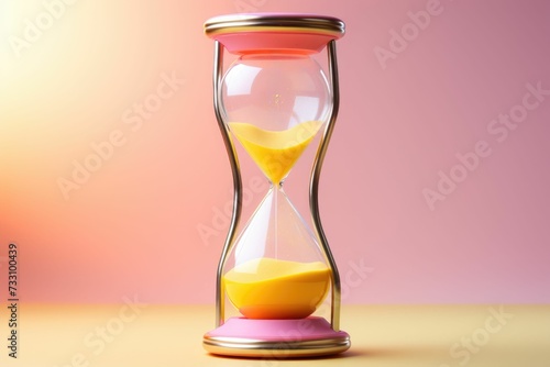 AI generated illustration of A Modern, beautiful, hourglass with yellow and pink colors