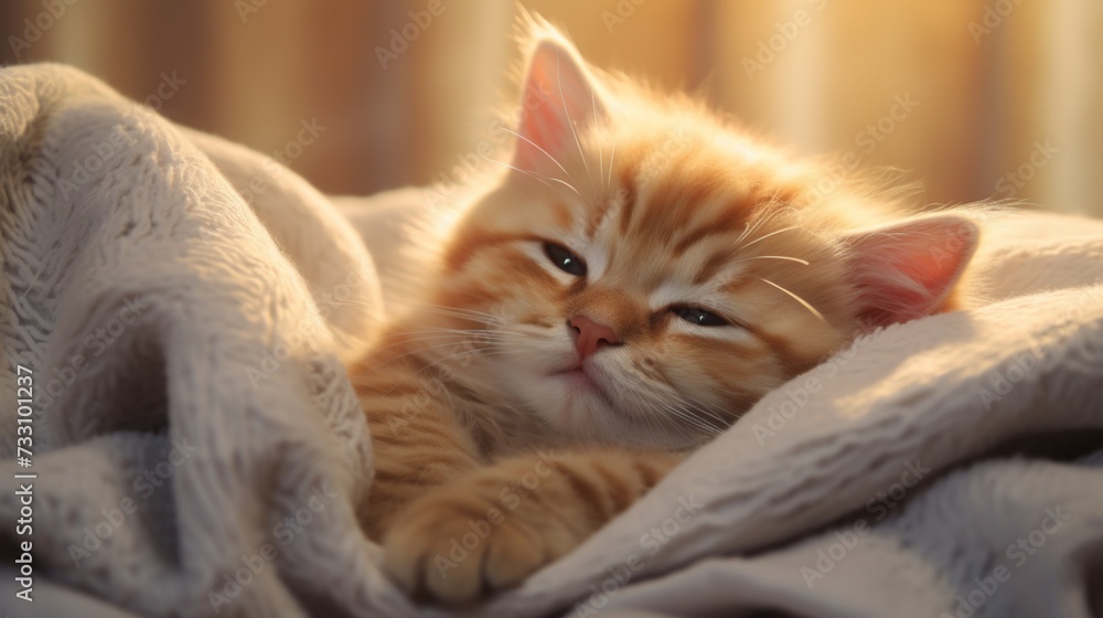 Relaxed kitty basking in comfort on a soft pillow. Relaxed kitty basking in comfort on a soft pillow.