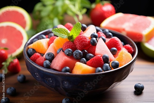 AI generated illustration of a bowl filled with a variety of fresh fruits