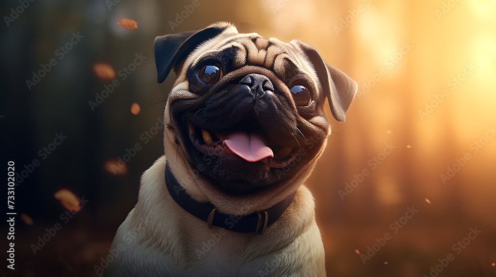 Pug with a funny and endearing expression