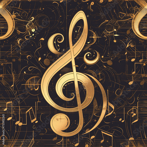 gold music clef note as background on a seamless tile  ai generated