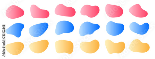 Simple gradient amoeba blob, irregular shape vector illustration set