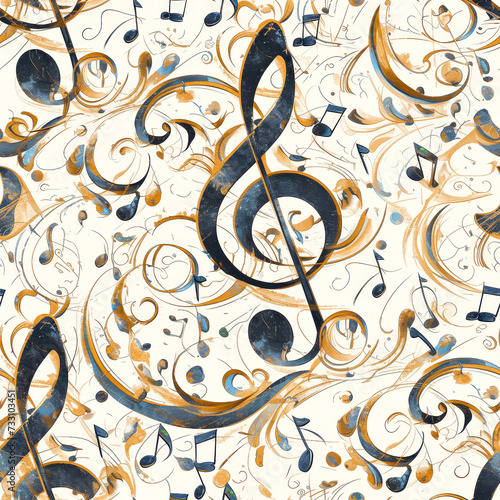 white music clef note as background on a seamless tile  ai generated