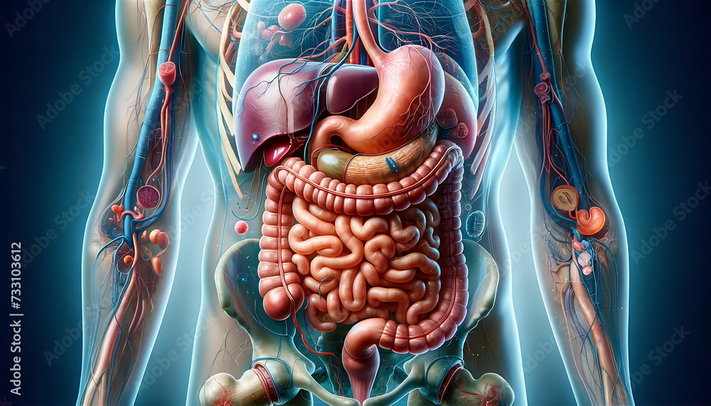 custom made wallpaper toronto digitalDetailed Visualization of Human Anatomy with a Focus on the Digestive System
