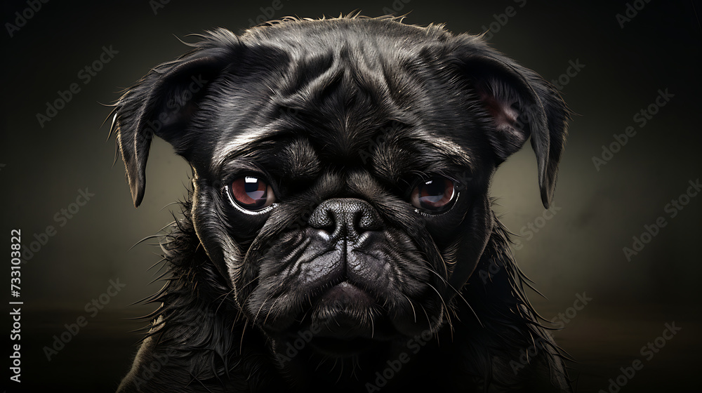 Pug with a wrinkled forehead