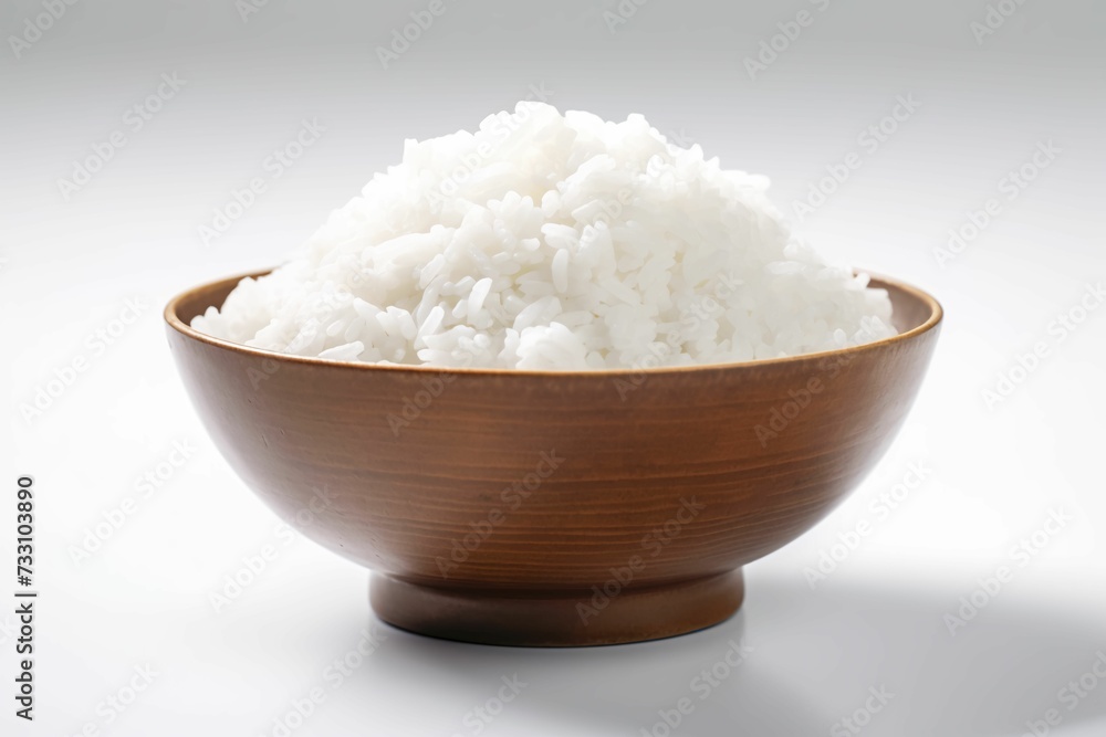 AI generated illustration of a bowl of rice on white background AI generated illustration of a bowl of rice on white background