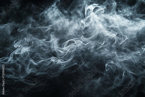 Wisps of smoke in an ethereal dance on a dark background. AI Generative.