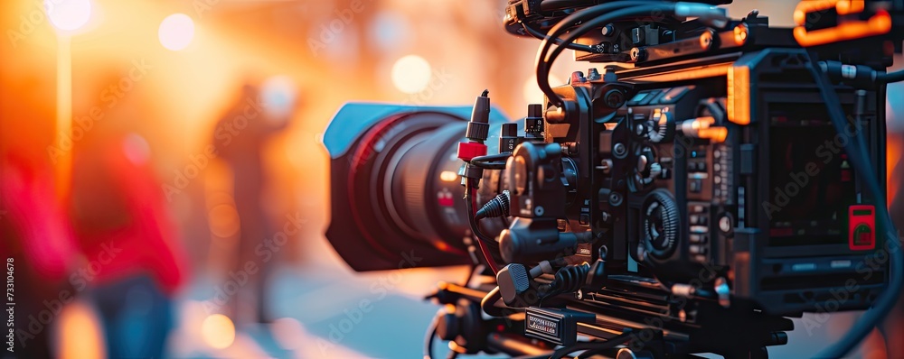 Man using video camera or camcorder while filming. Professional camera close up. Man using video camera or camcorder while filming. Professional camera close up.