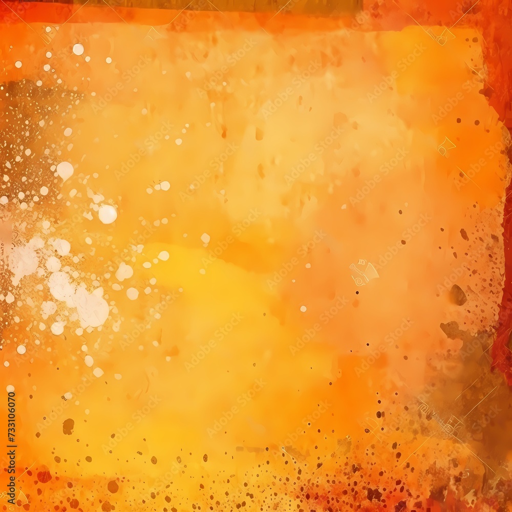 Abstract Orange Watercolor Background with Splatter Details