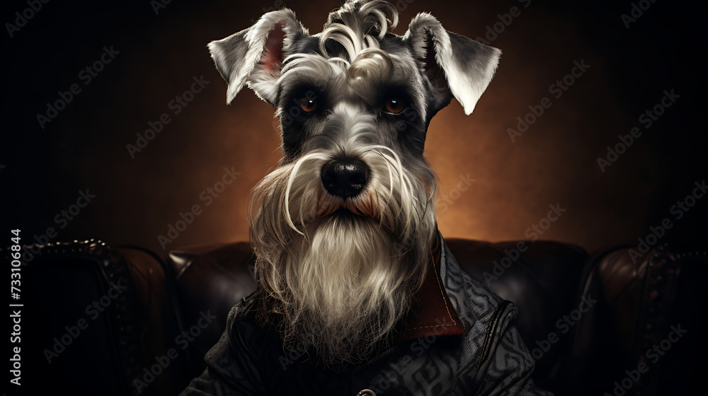 Schnauzer with a distinguished beard and confident look