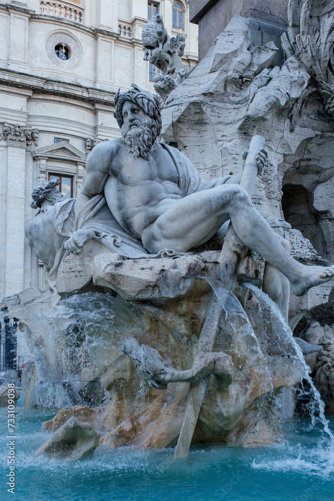 Fountain of the Four Rivers, built by Bernini in 1651, piazza Navona, Roma, Lazio, Italia
