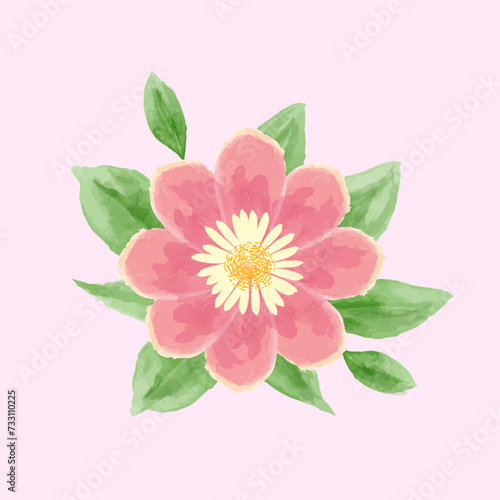 Watercolor flower and leaves illustration