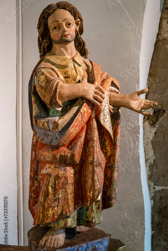 Saint John at Calvary, polychrome wood carving, 16th century, comes from the altarpiece of the Virgen del Val, Church of San Bartolomé, Atienza, Guadalajara Province, Spain