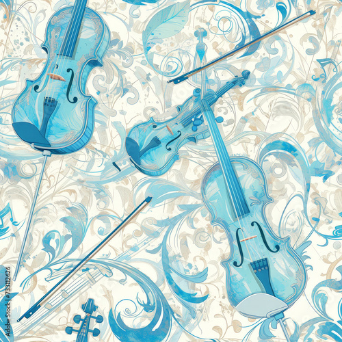 violin string instrument classical music as background on a seamless tile  ai generated