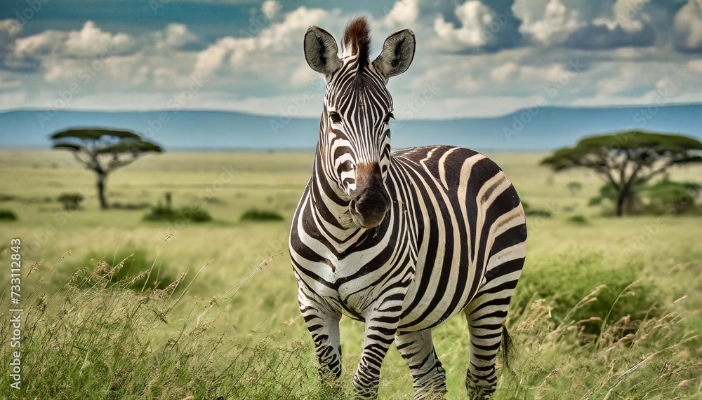 zebra in the serengeti - obrazy, fototapety, plakaty 