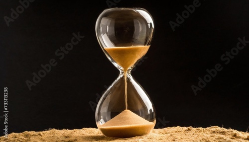 hourglass on black background endless loop time sand clock glass timer