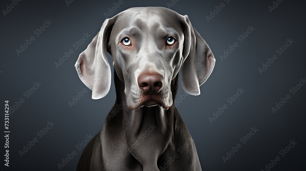 Weimaraner with a sleek and silver coat