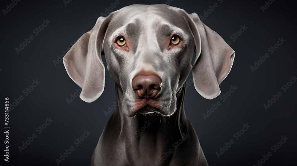 Weimaraner with a sleek and silver coat