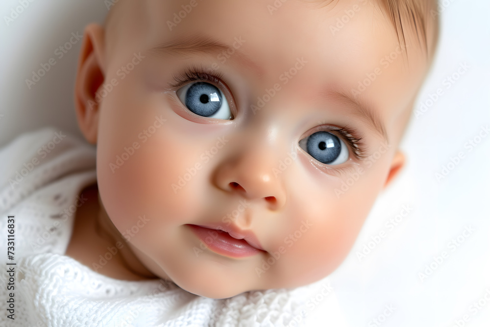 Closeup portrait of cute newborn baby isolated on white background Closeup portrait of cute newborn baby isolated on white background