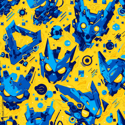 futuristic robot as background on a seamless tile, ai generated