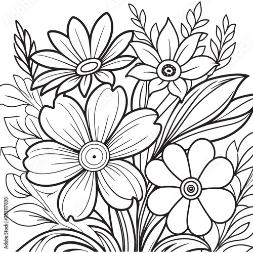 Wallpaper Mural Luxury floral outline coloring book pages line art sketch Torontodigital.ca