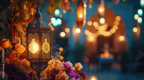 Captivating Ramadan moments: Islamic lantern, symbolizing the essence of the occasion with its warm glow.